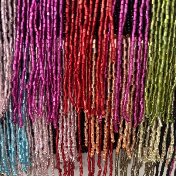 NWT Made in India Multicolor Beaded Fringe Tote Bag - Picture 2 of 5